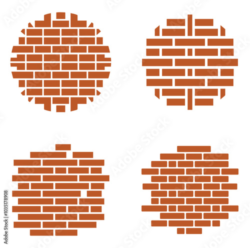 Collection Set Brick Wall Structure Logotype