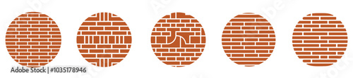 Collection Set Brick Wall Structure Logotype