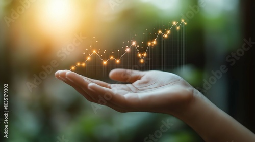 Wallpaper Mural Businessman Hand Holding Upward Trend Graph Torontodigital.ca