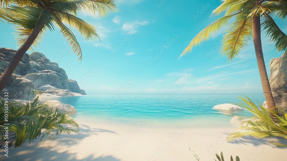 Serene Tropical Beach with Clear Blue Waters Serene Tropical Beach with Clear Blue Waters