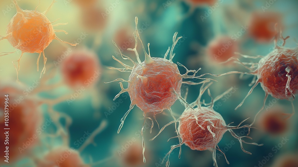 Close-up of Cancerous Tumor Cells Under Microscope Close-up of Cancerous Tumor Cells Under Microscope