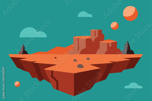 Cliffs rock stones flat vector illustration