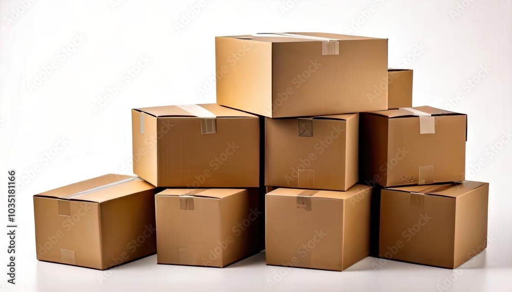 Stack of cardboard boxes on white isolated background. Stack of cardboard boxes on white isolated background.