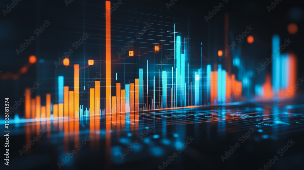 Abstract business and charts and graphs with statistics to innovative analyze business potential and forecast future development of companies growth.