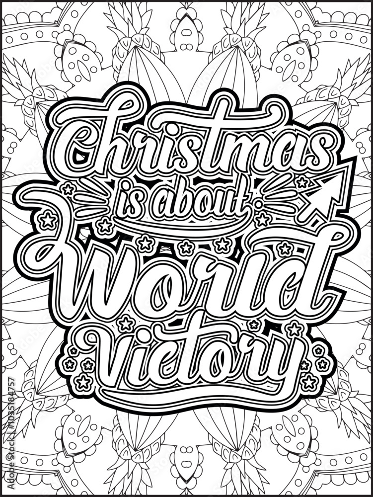 Fototapeta premium Christmas Quote Coloring Page for Adults. Christmas Motivational Quote Coloring Page