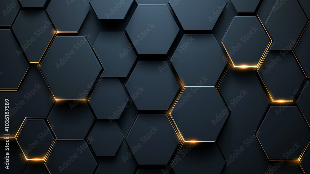 Textured black hexagonal pattern creating contemporary background. AI generation. Textured black hexagonal pattern creating contemporary background. AI generation.