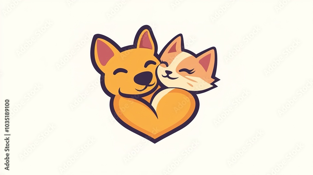 Obraz premium Dog and Cat Pet Logo Design