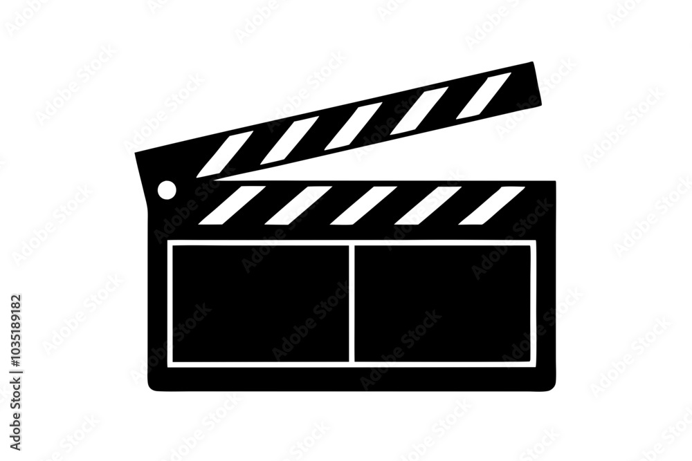 Fototapeta premium Movie clapperboard silhouette, Clapperboard glyph icon, Movie clapper board, Clapboard Silhouette 