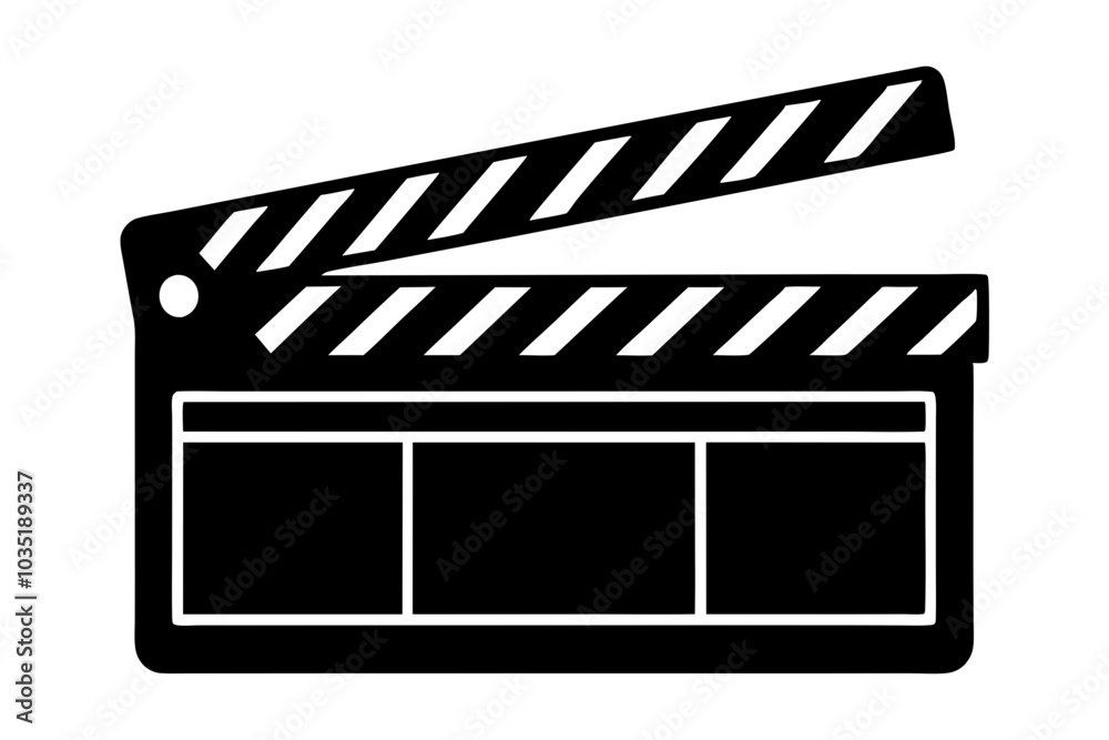 Fototapeta premium Movie clapperboard silhouette, Clapperboard glyph icon, Movie clapper board, Clapboard Silhouette 