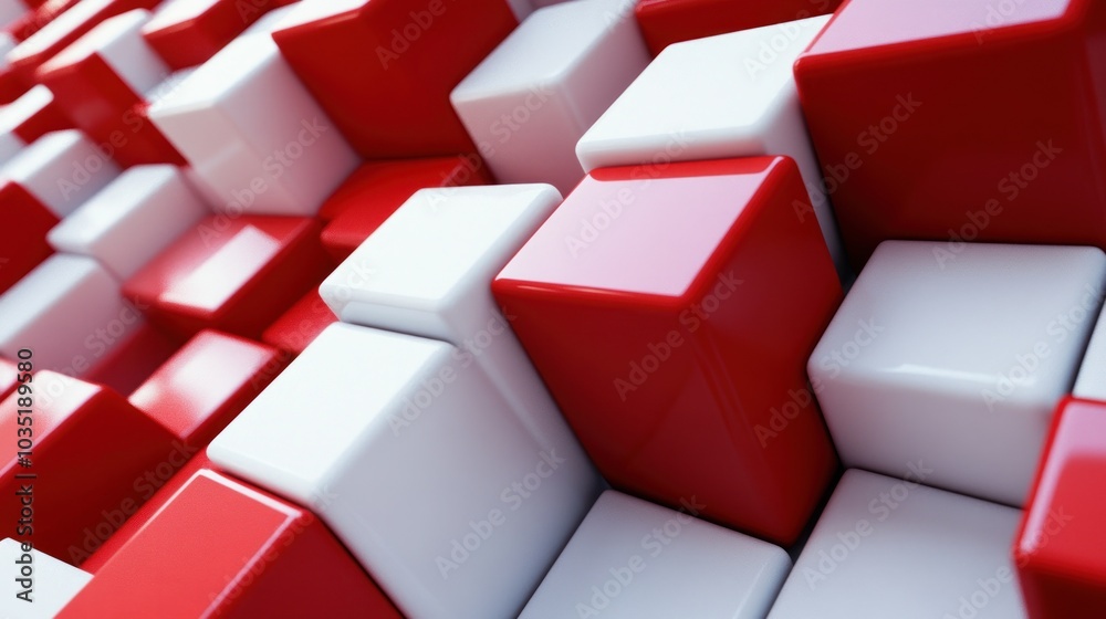 Abstract Red and White Cubes Abstract Red and White Cubes
