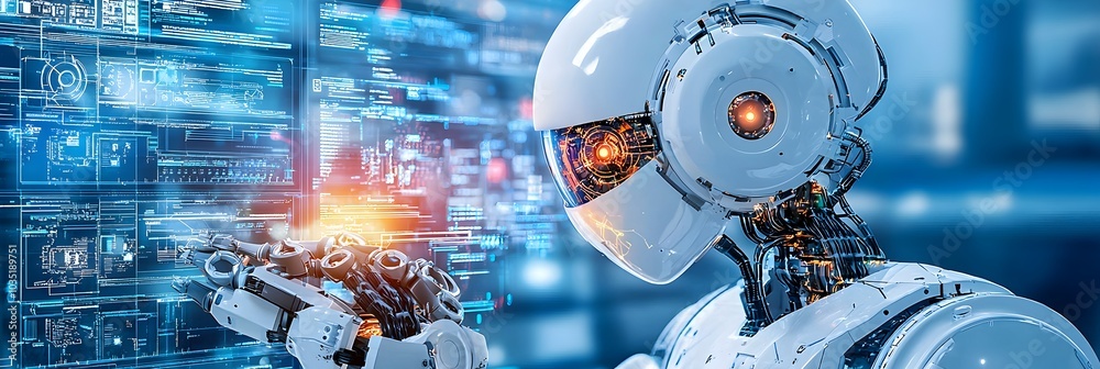 Fototapeta premium Automated robotic arm assembling components on an efficient production line within a modern manufacturing facility showcasing the latest advancements in industrial automation and technology