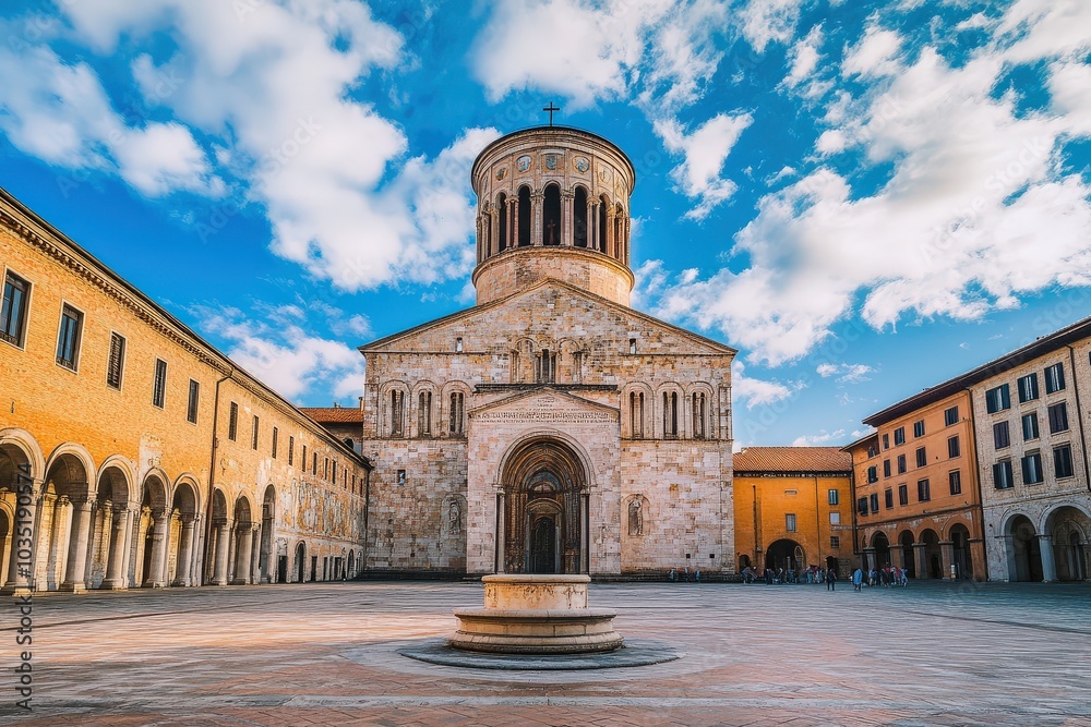 Fototapeta premium Parma Cathedral and Baptistery in Historical Square of Parma, Italy