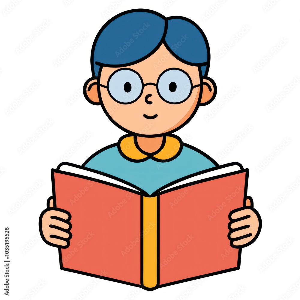A Young Boy Reads Intently From a Book on a White Background A Young Boy Reads Intently From a Book on a White Background
