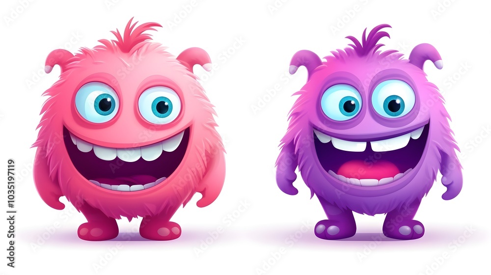 Fototapeta premium Cute monsters characters for game art, funny, cartoon mascot design