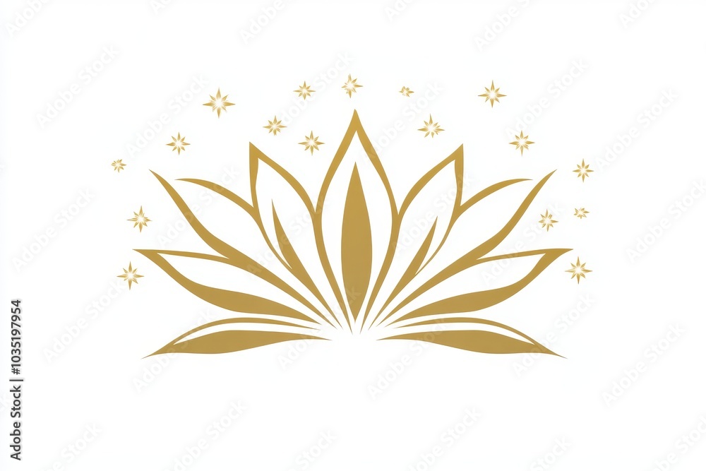 Golden lotus flower icon with sparkles symbolizing purity spiritual growth and the radiant beauty of mindfulness and meditation Golden lotus flower icon with sparkles symbolizing purity spiritual growth and the radiant beauty of mindfulness and meditation