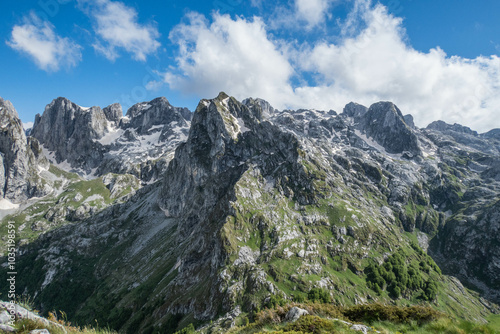 Stunning mountain scenery in Prokletije National Park, Accursed Mountains, Grebaje, Montenegro