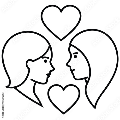 Couple of lover’s creative embracing silhouette. Vector illustration on white background