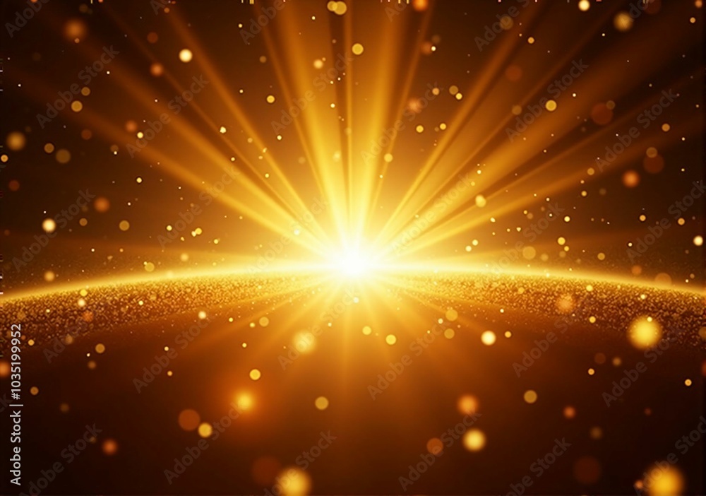 Radiant Beams of Gold Light - Shining Design Representing Spiritual Energy and Hopeful Illumination