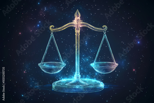 An elegant and balanced symbol representing the Libra zodiac sign, often depicted as a set of scales