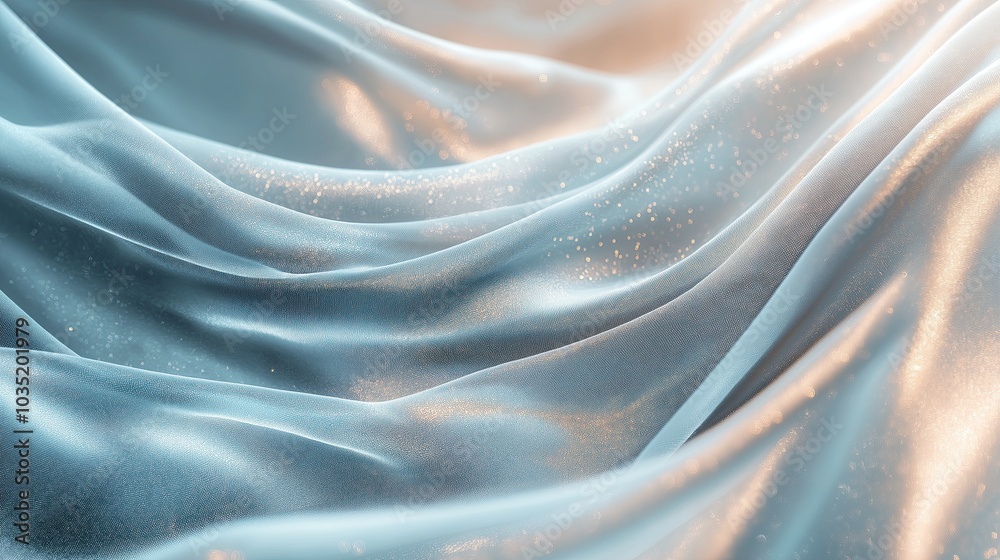 Silk fabric with glowing bright particles. Silk fabric with glowing bright particles.