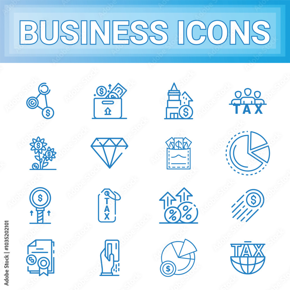 Business Corporate Transaction Tax Icons Set Business Corporate Transaction Tax Icons Set