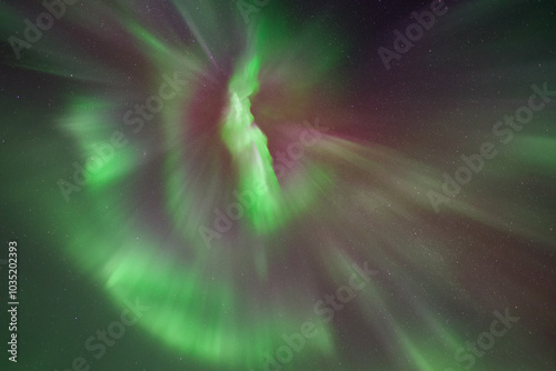Photos Pink, purple and green auroral corona, northern lights