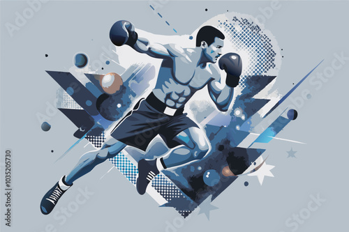 Dynamic Boxing Athlete in Action Illustration