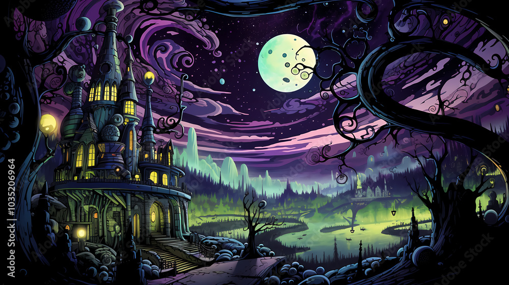 Obraz premium Fall is here and with it comes the spooky and fun of Halloween. Join us for a fun-filled celebration filled with glowing pumpkins, spooky decorations and spooky costumes. Dance under the moonlight as 