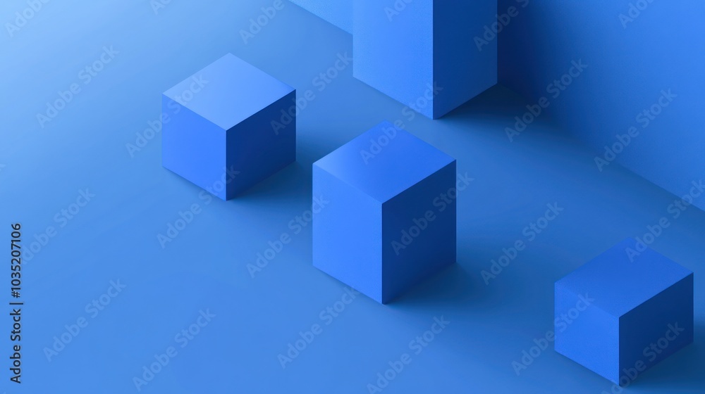 Blue Cubes on Blue Background Blue Cubes on Blue Background