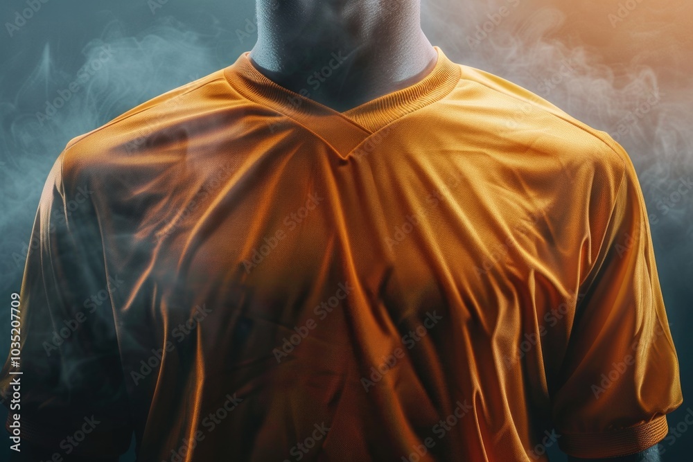 A person wearing an orange shirt is smoking a cigarette, with a relaxed and casual atmosphere A person wearing an orange shirt is smoking a cigarette, with a relaxed and casual atmosphere