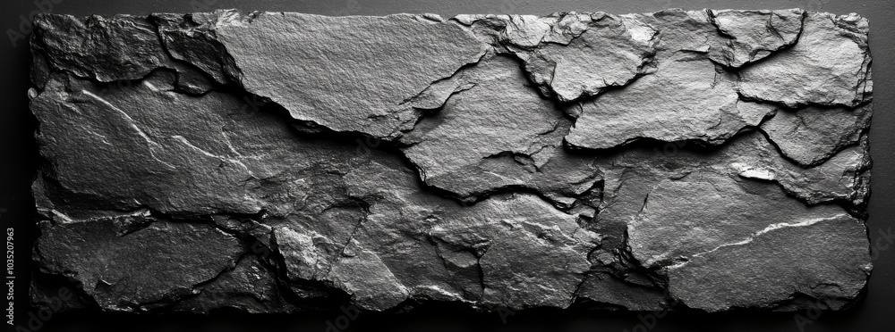 Background in black and white stone. Banner with dark gray grunge texture. Mountains texture. Close-up. Volumetric. Rock background with design space. Detail. Wide banner. Long. Panorama. Background in black and white stone. Banner with dark gray grunge texture. Mountains texture. Close-up. Volumetric. Rock background with design space. Detail. Wide banner. Long. Panorama.