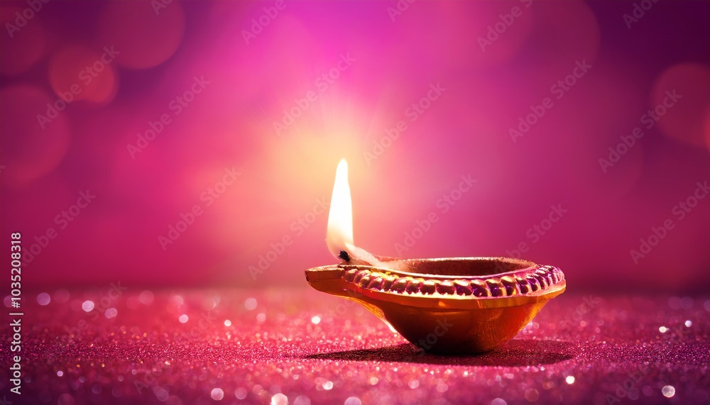A glowing diya (oil lamp) on a sparkling surface, glowing softly against a dreamy purple background, symbolizing light and celebration. A glowing diya (oil lamp) on a sparkling surface, glowing softly against a dreamy purple background, symbolizing light and celebration.