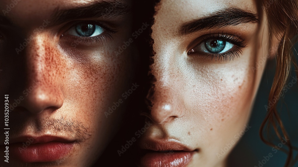 A pair of people with freckles, a common human feature A pair of people with freckles, a common human feature
