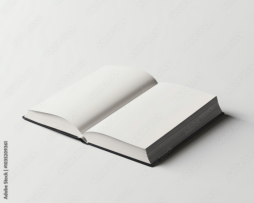 Vector mockup of an empty hardcover book, flat lay, minimalist white background, designed for product promotions, brochures, and catalog advertisements Vector mockup of an empty hardcover book, flat lay, minimalist white background, designed for product promotions, brochures, and catalog advertisements
