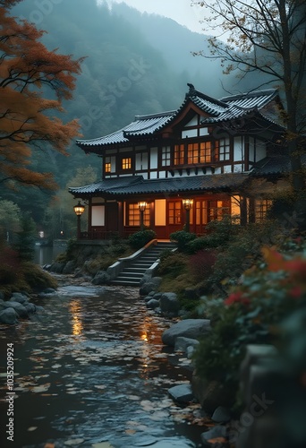 japanese garden at night