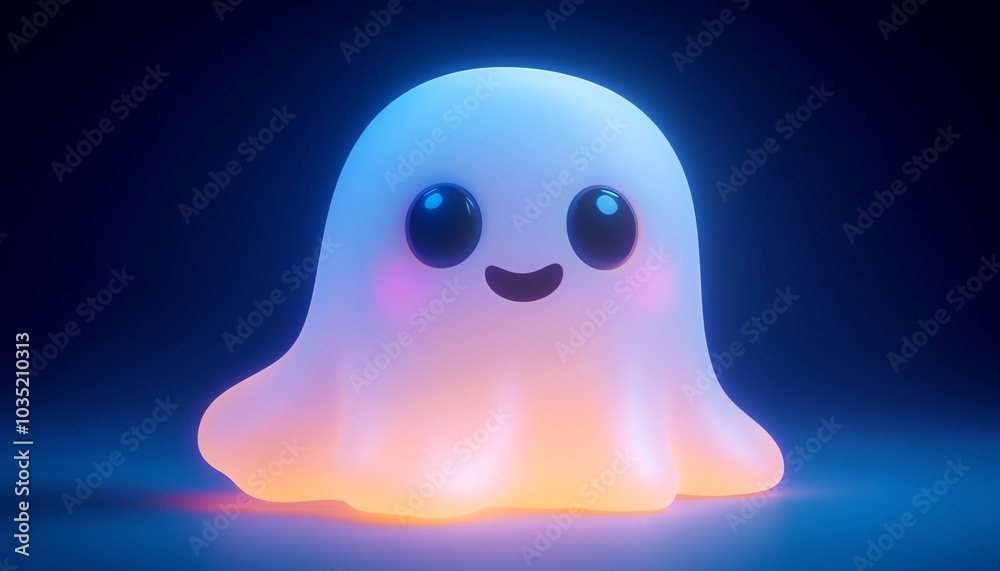 Cheerful 3D ghost illustration, designed for Halloween celebrations and party invites, featuring a cute and friendly appearance, perfect for all ages Cheerful 3D ghost illustration, designed for Halloween celebrations and party invites, featuring a cute and friendly appearance, perfect for all ages