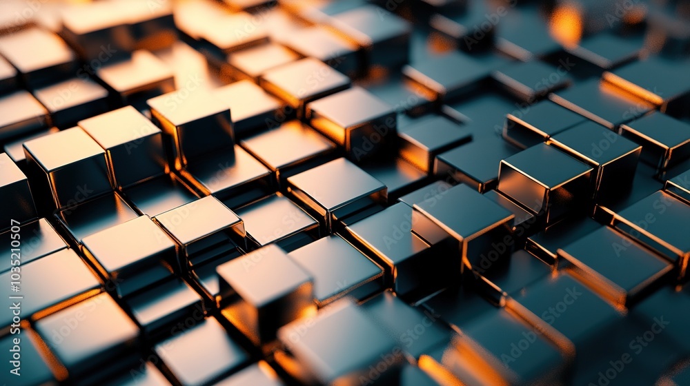 Abstract Metallic Block Pattern with Reflections Abstract Metallic Block Pattern with Reflections