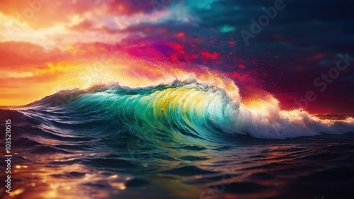 Vibrant Abstract Waves with Shimmering Particles