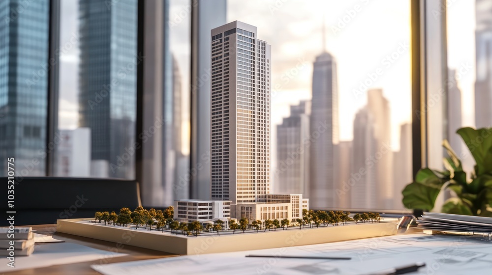 Fototapeta premium A Miniature Cityscape Model in an Architect's Office