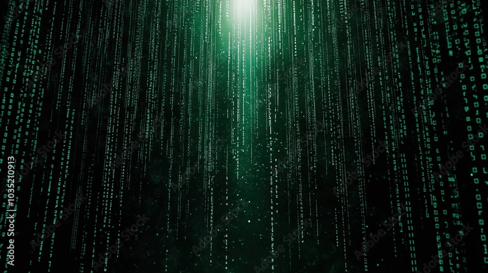 Abstract Green Data Stream with Light Effect Abstract Green Data Stream with Light Effect