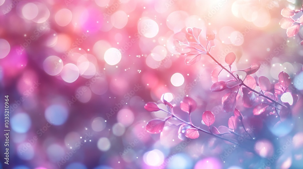 Colorful Bokeh Background with Delicate Leaves Colorful Bokeh Background with Delicate Leaves