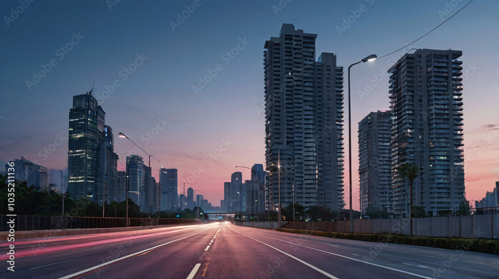 Obraz premium Midnight Reflections of a Modern City