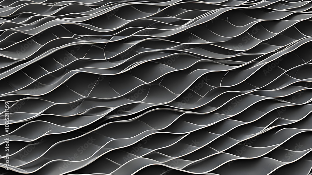 Fototapeta premium Artifical generated grey wave design background. Abstract background wavy lines background