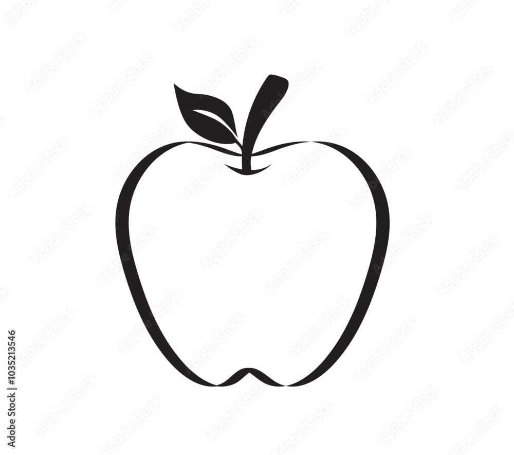 Apple icon. Apple line art. apple with leaf. Apple simple outline. Healthy food. Vector illustration Apple icon. Apple line art. apple with leaf. Apple simple outline. Healthy food. Vector illustration