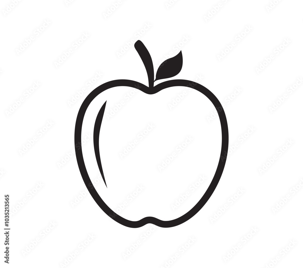 Apple icon. Apple line art. apple with leaf. Apple simple outline. Healthy food. Vector illustration Apple icon. Apple line art. apple with leaf. Apple simple outline. Healthy food. Vector illustration