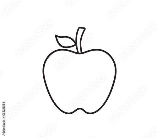 Apple icon. Apple line art. apple with leaf. Apple simple outline. Healthy food. Vector illustration