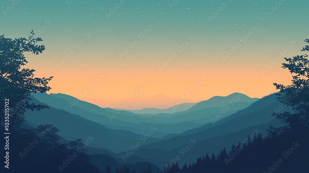 Serene Mountain Landscape at Dusk Serene Mountain Landscape at Dusk