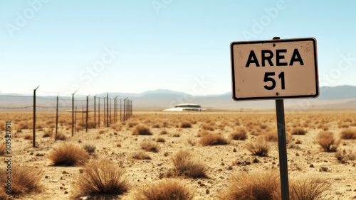 Clear Skies Over Area 51: Barbed Wire Fences and Hidden Buildings in the Nevada Desert