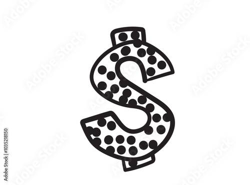Hand drawn dollar icon, USA currency sign, usd coin symbol, dollars ink drawing, price vector illustration