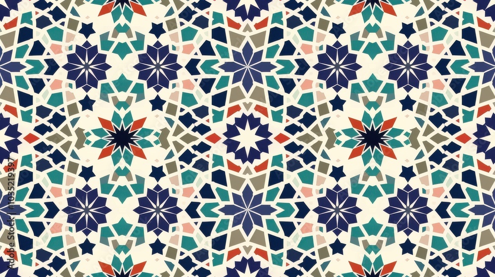 Seamless pattern illustration in traditional islamic style - like Portuguese tiles